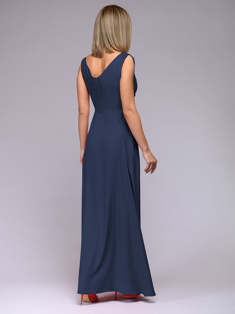 Echoarchiv | Elegantes Maxi Kleid mit Tiefem V-Ausschnitt und Schlitz
