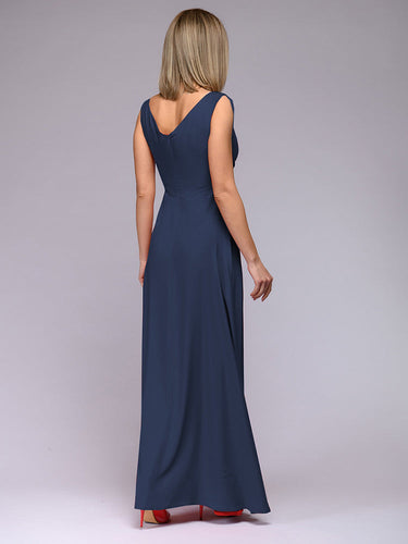 Echoarchiv | Elegantes Maxi Kleid mit Tiefem V-Ausschnitt und Schlitz