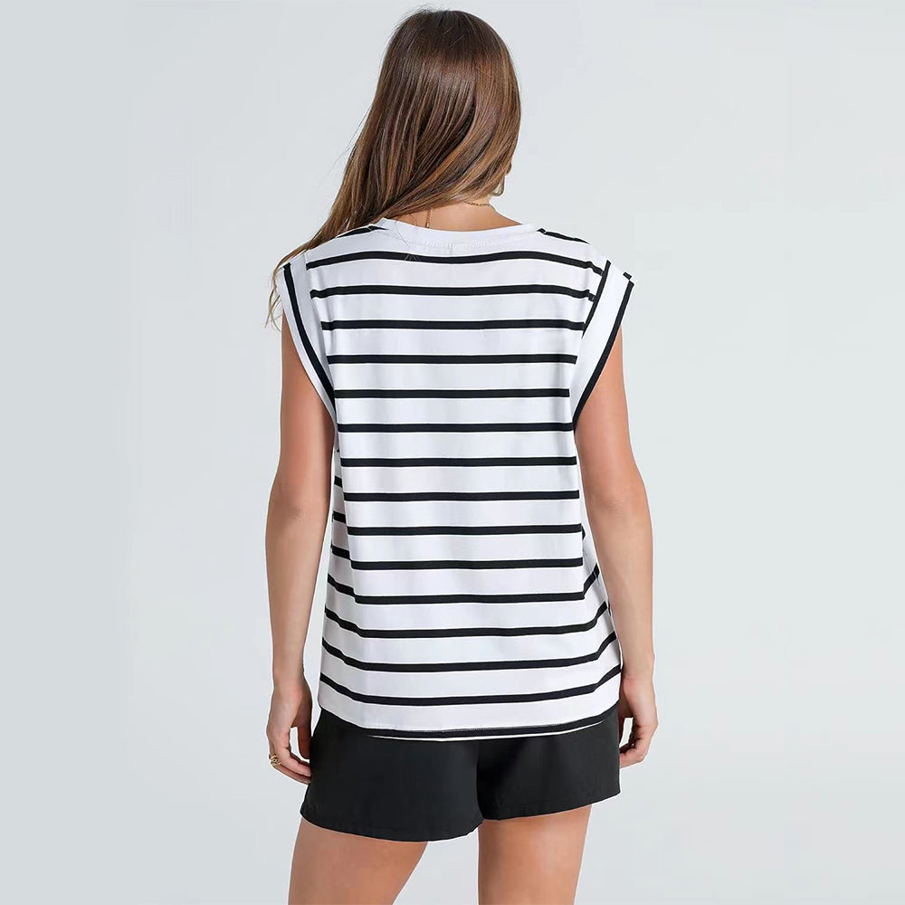 Echoarchiv | Damen Frühling und Sommer Rundhals Ärmelloses T-Shirt