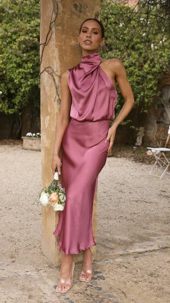 Echoarchiv | Satin ärmelloses Festkleid
