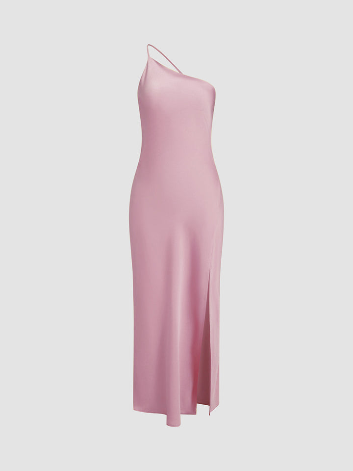 Lange satin Kleid mit Schlitzen am Rücken