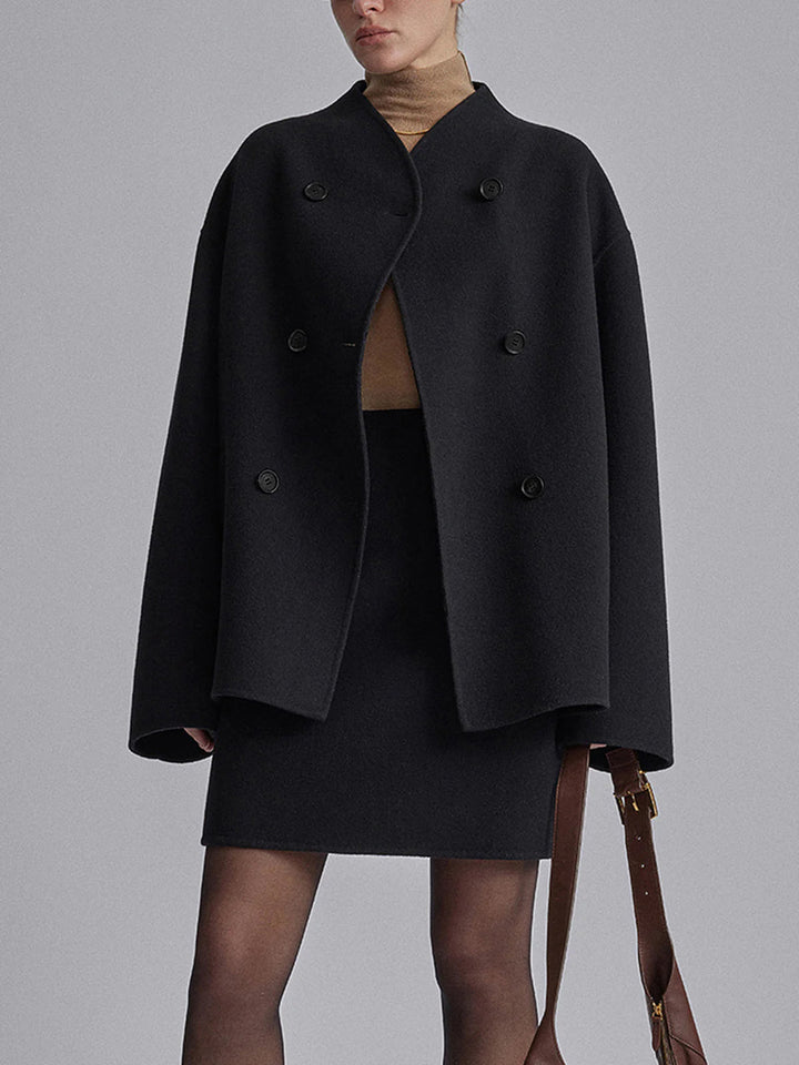 Echoarchiv | Kurze Wolljacke mit Doppelter Knopfreihe Wollmischung Echoarchivrn und Warm