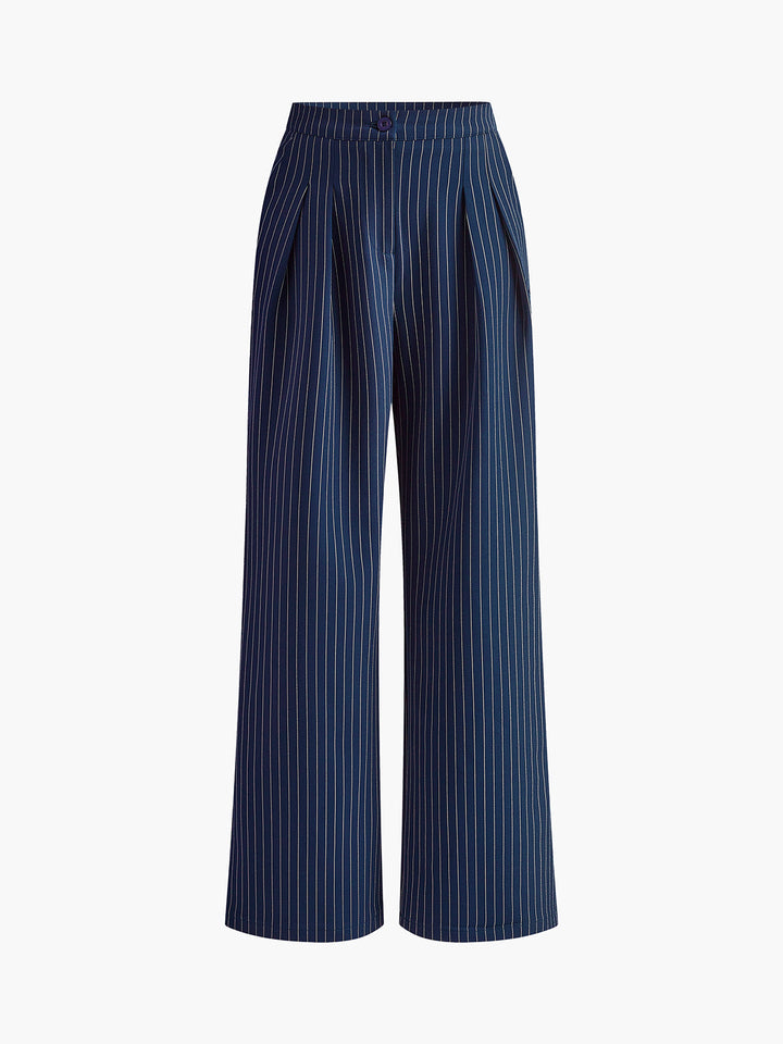 Echoarchiv | Elegante Nadelstreifen-Faltenhose mit Weitem Bein