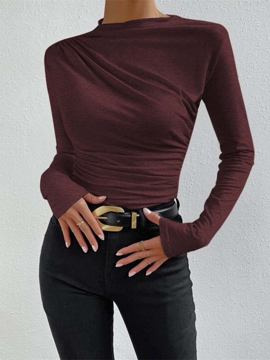 Echoarchiv | Elegantes Ruching Langarmshirt