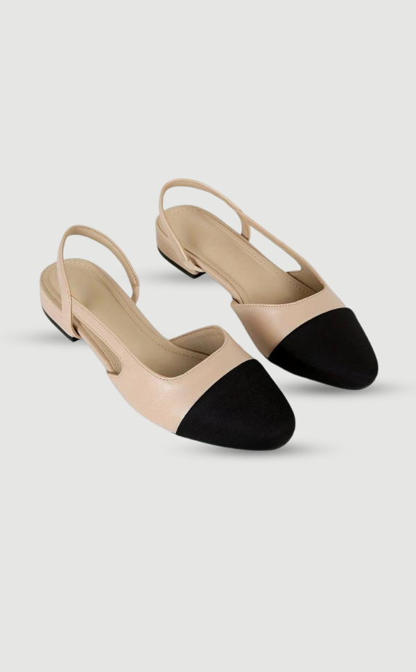 Echoarchiv | Slingback Ballerinas In Beige & Schwarz Klassischer Chic