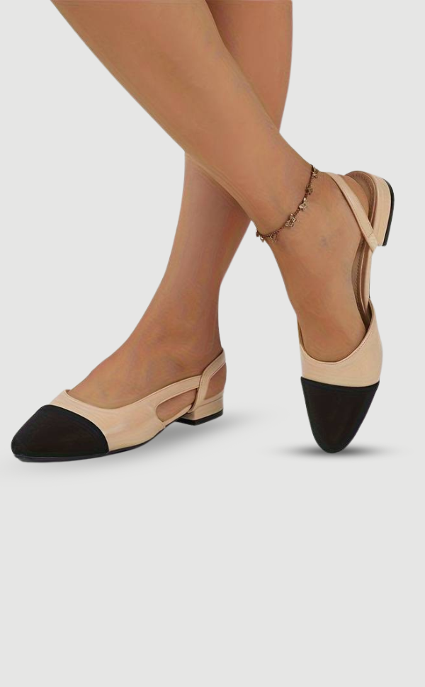Echoarchiv | Slingback Ballerinas In Beige & Schwarz Klassischer Chic