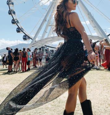 Echoarchiv | Stern Schwarz Netz Transparent Ärmelloses Maxi-Kleid