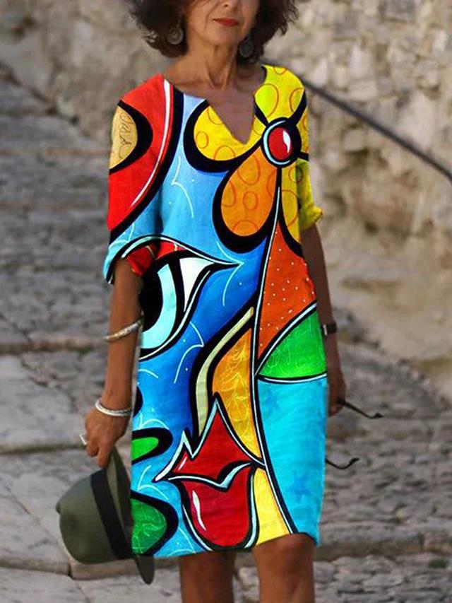 Stilvolles A-Blumenkleid