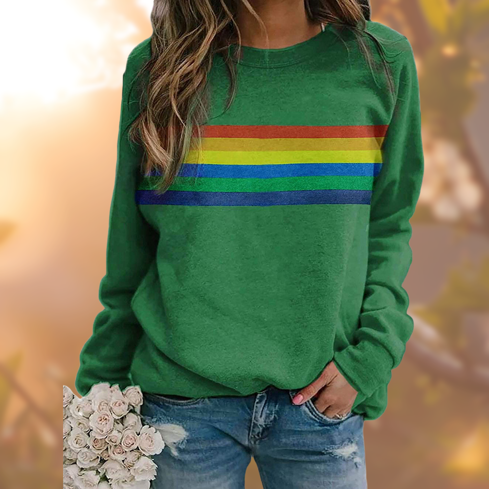 Echoarchiv | Weicher Baumwollpullover Mit Regenbogenstreifen