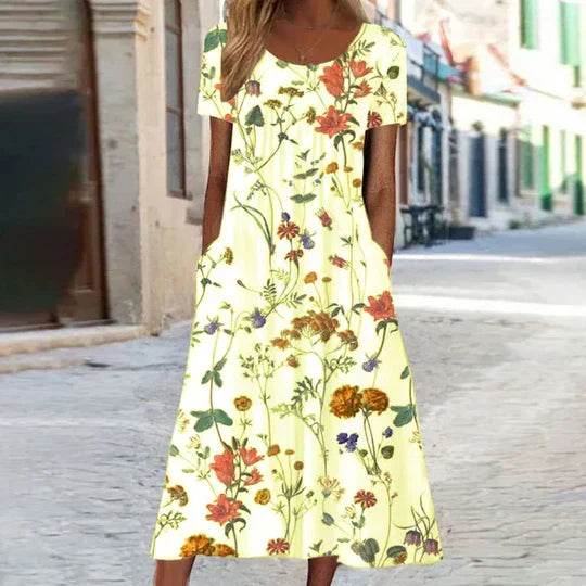 Echoarchiv | Blumiges Midi Elegante Sommerkleider Damen