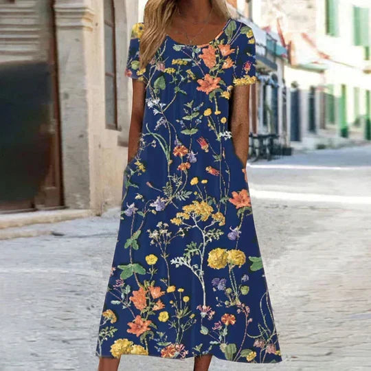Echoarchiv | Blumiges Midi Elegante Sommerkleider Damen