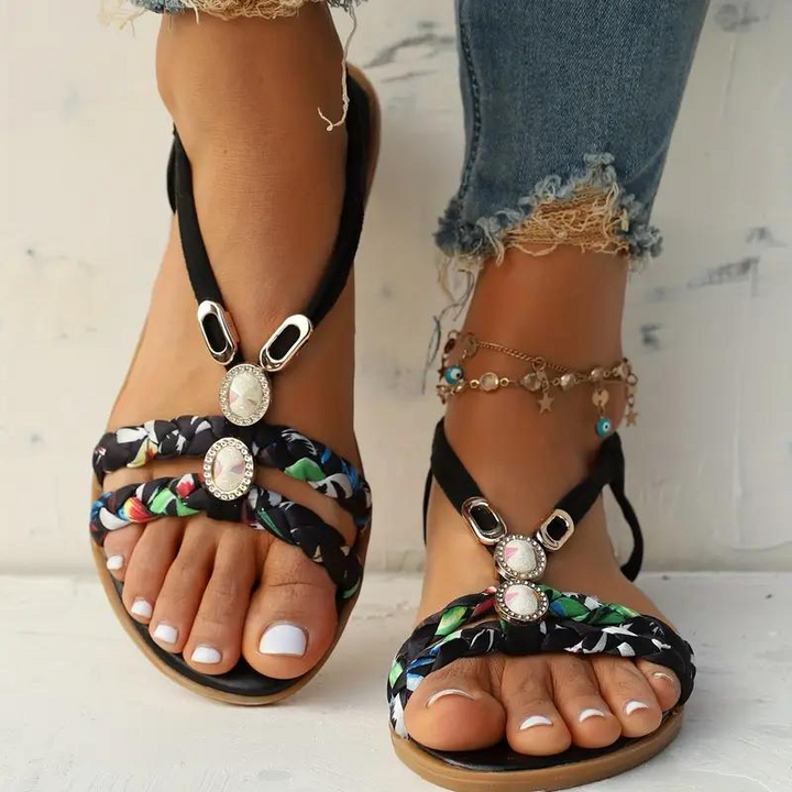 Echoarchiv | Sandalen Slip On Elastische Riemen Flache Sandalen Sommerschuhe