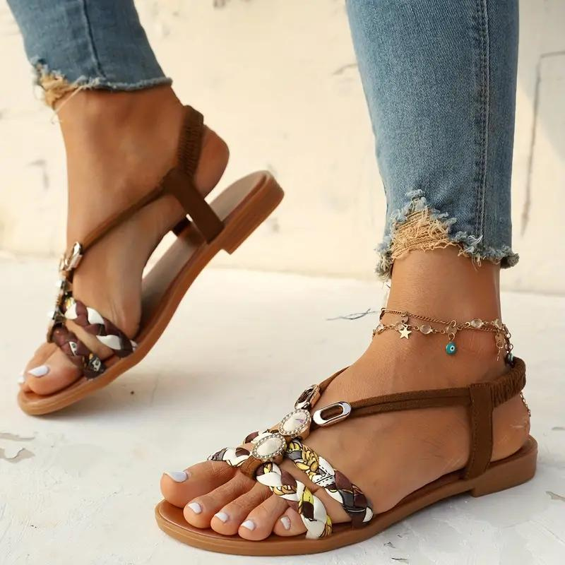 Echoarchiv | Sandalen Slip On Elastische Riemen Flache Sandalen Sommerschuhe