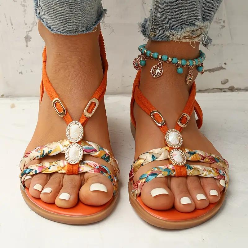 Echoarchiv | Sandalen Slip On Elastische Riemen Flache Sandalen Sommerschuhe