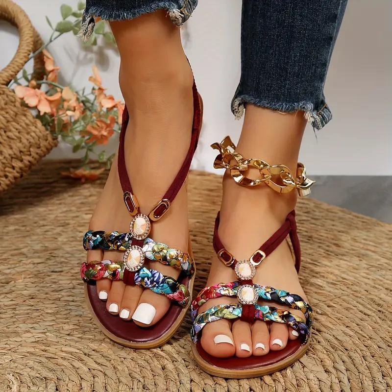 Echoarchiv | Sandalen Slip On Elastische Riemen Flache Sandalen Sommerschuhe