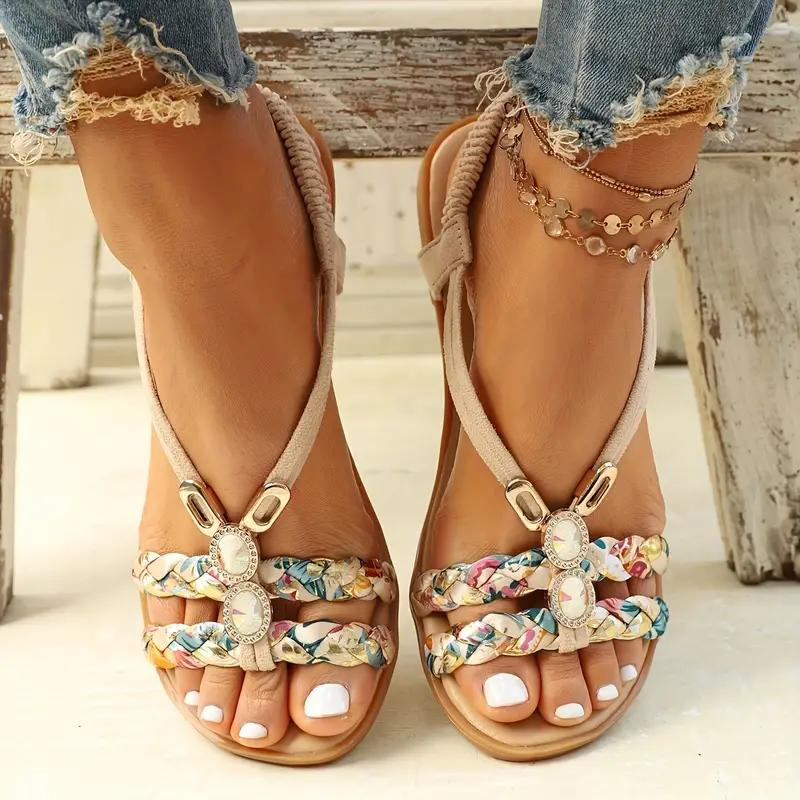 Echoarchiv | Sandalen Slip On Elastische Riemen Flache Sandalen Sommerschuhe