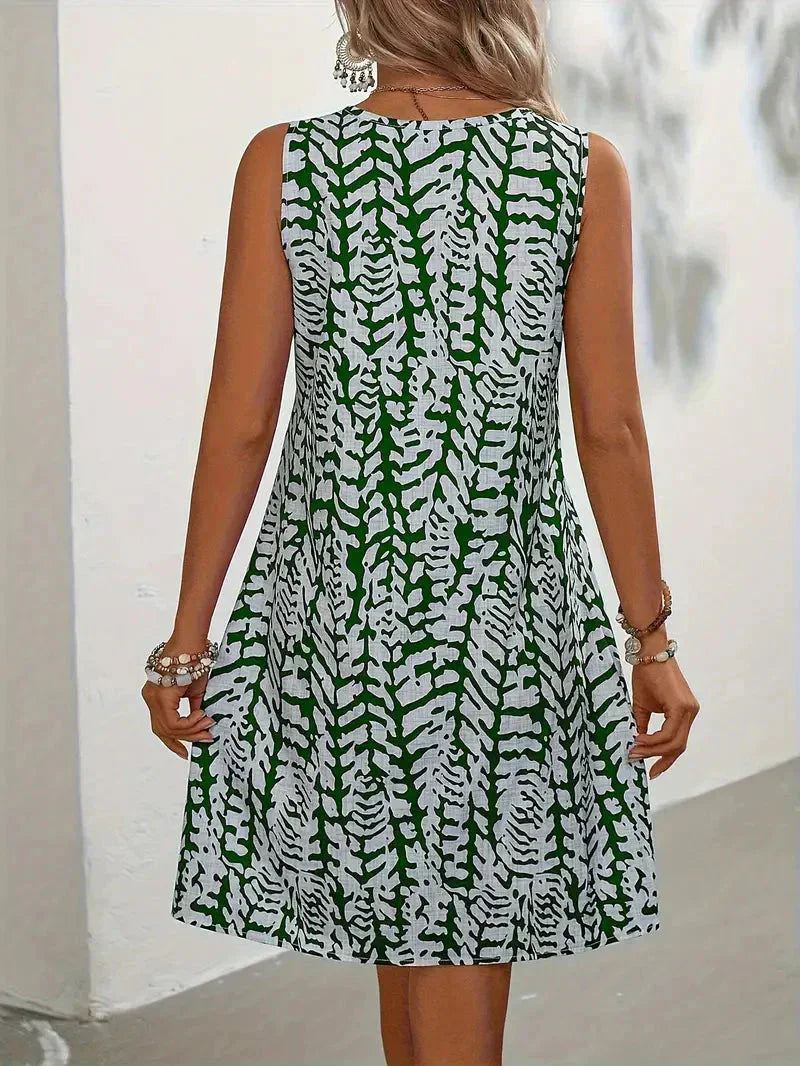 Echoarchiv | Bedrucktes Kleid Ärmelloses Minikleid für den Sommer