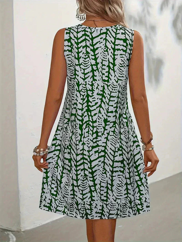 Echoarchiv | Bedrucktes Kleid Ärmelloses Minikleid für den Sommer