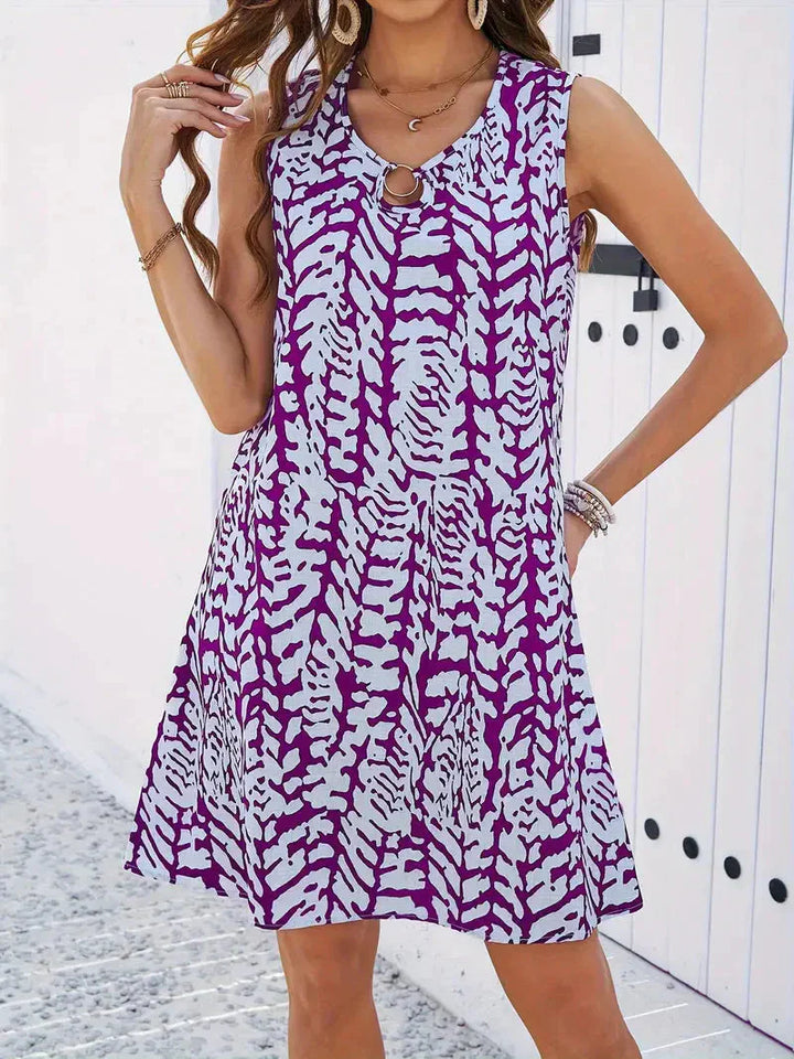 Echoarchiv | Bedrucktes Kleid Ärmelloses Minikleid für den Sommer