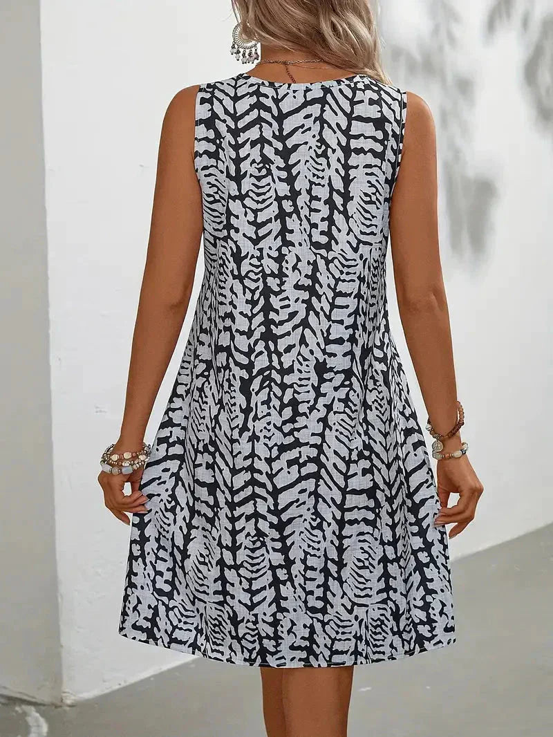 Echoarchiv | Bedrucktes Kleid Ärmelloses Minikleid für den Sommer