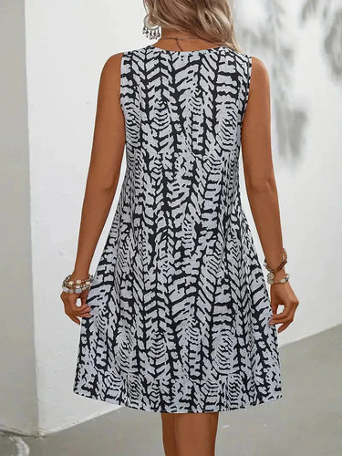 Echoarchiv | Bedrucktes Kleid Ärmelloses Minikleid für den Sommer