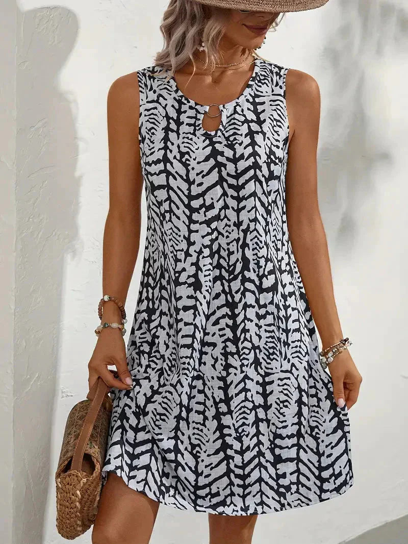 Echoarchiv | Bedrucktes Kleid Ärmelloses Minikleid für den Sommer
