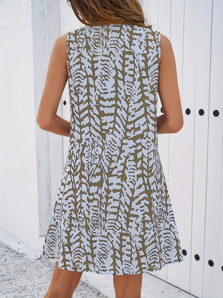 Echoarchiv | Bedrucktes Kleid Ärmelloses Minikleid für den Sommer