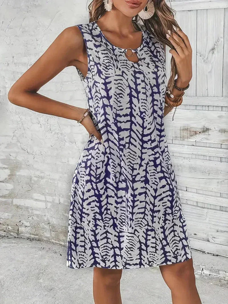 Echoarchiv | Bedrucktes Kleid Ärmelloses Minikleid für den Sommer