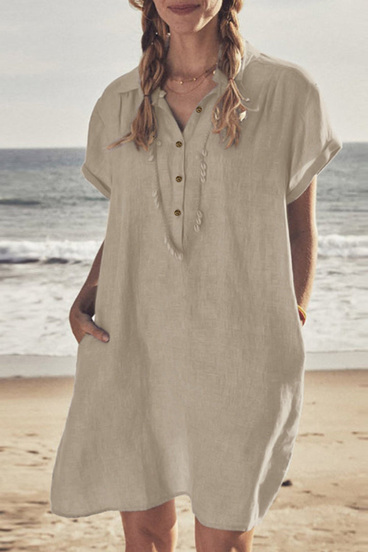 Echoarchiv | Knopf Unten Baumwoll Strandkleid