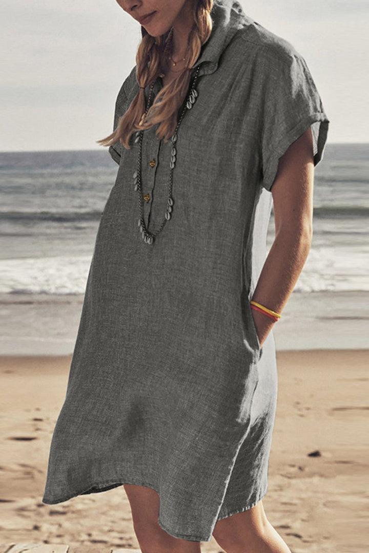Echoarchiv | Knopf Unten Baumwoll Strandkleid