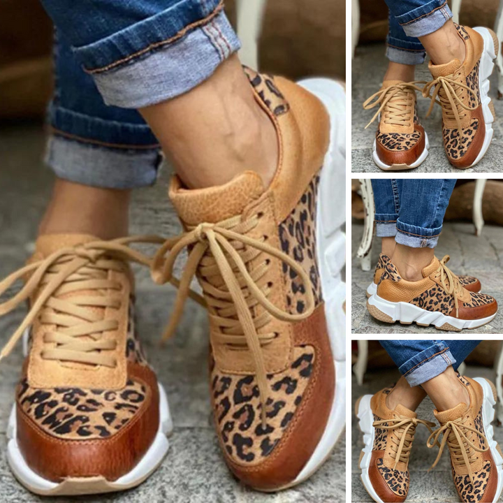 Echoarchiv | Lässige Vulkanisierte Leoparden-Sneakers mit Dicken Sohlen