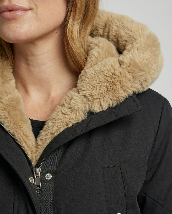 Warme Winterjacke Mit Pelzfütterung Damen