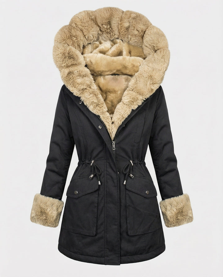 Warme Winterjacke Mit Pelzfütterung Damen