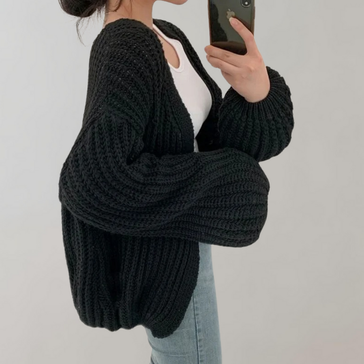 Bequeme Langärmelige Strickjacke Für Frauen – Veloura