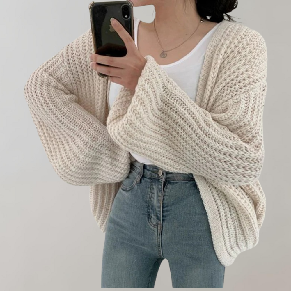 Bequeme Langärmelige Strickjacke Für Frauen – Veloura