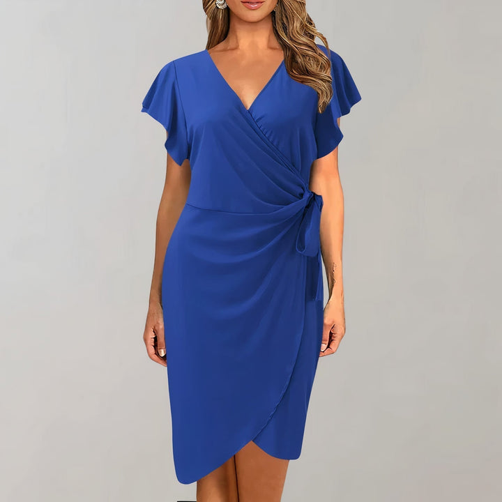 Elegantes Sommerkleid mit V-Ausschnitt und gewickeltem Bund für Damen