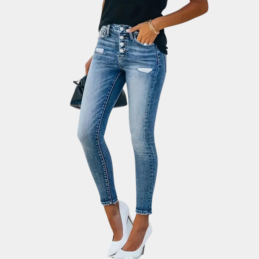 Echoarchiv | Trendige Skinny DamenjEchoarchivns mit Modischen Knöpfen