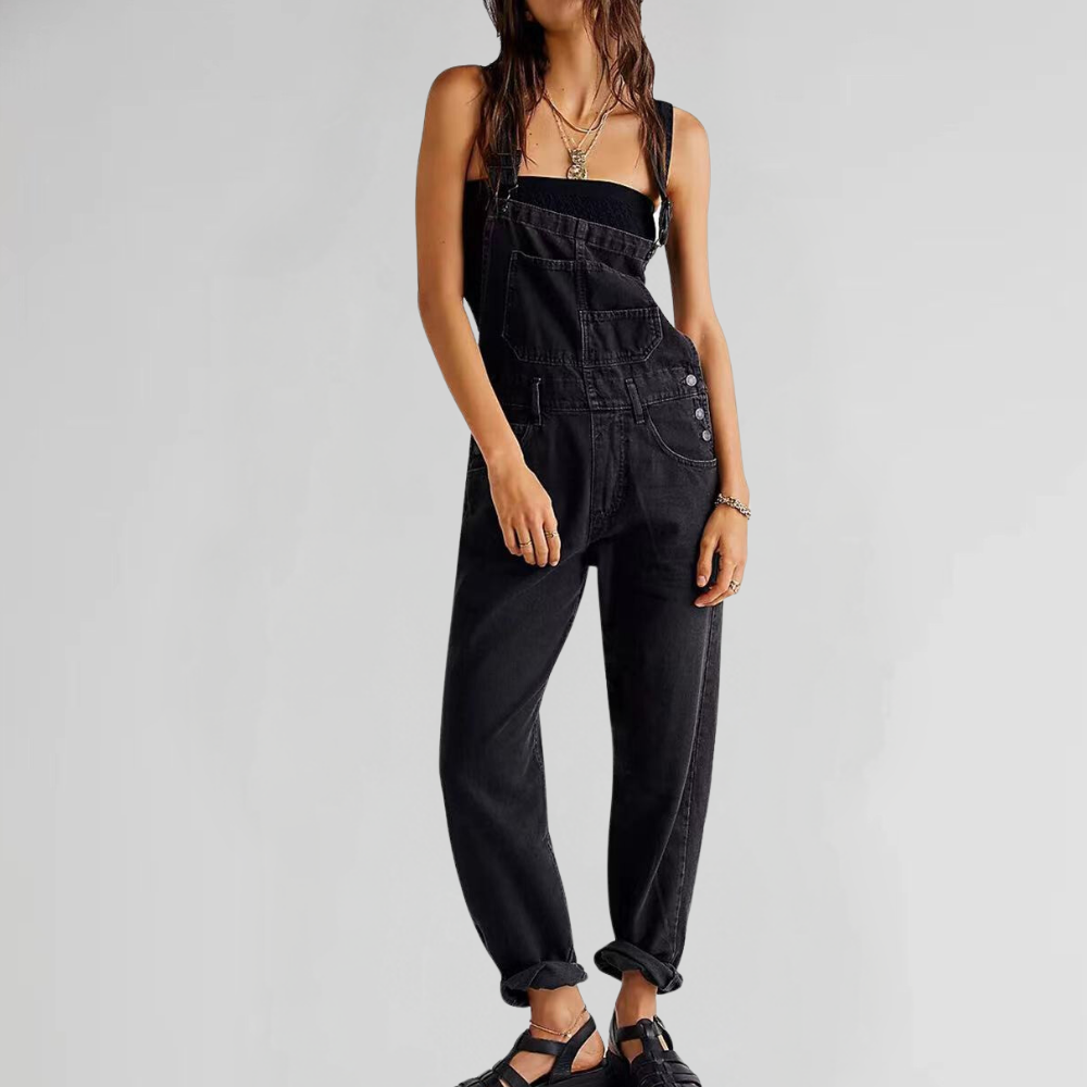 Echoarchiv | Damen-Latzhose aus Denim mit Cross-Back-Design