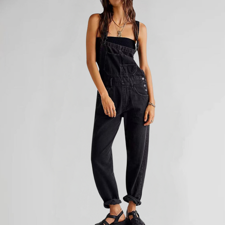 Echoarchiv | Damen-Latzhose aus Denim mit Cross-Back-Design