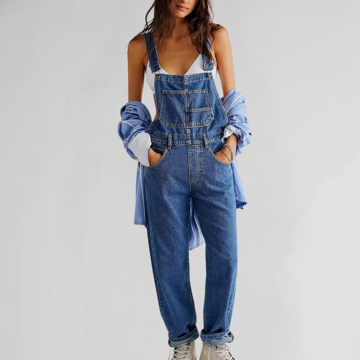 Echoarchiv | Damen-Latzhose aus Denim mit Cross-Back-Design