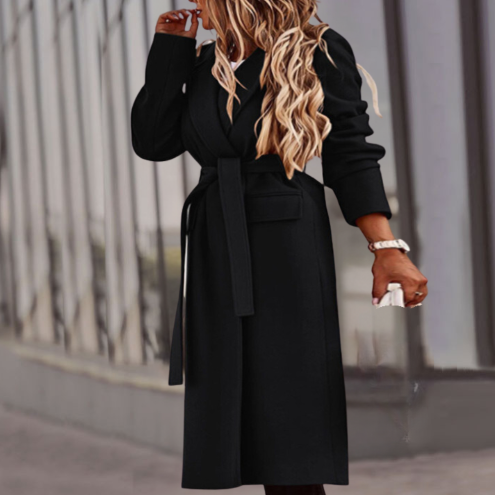 Echoarchiv | Damen Eleganter Mantel Mit Gürtel