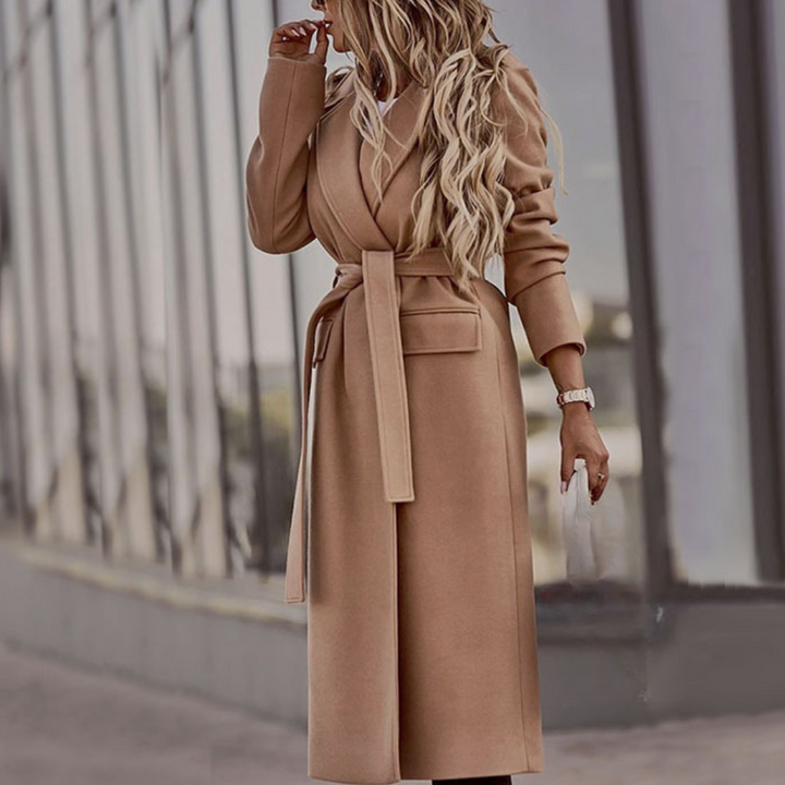 Echoarchiv | Damen Eleganter Mantel Mit Gürtel