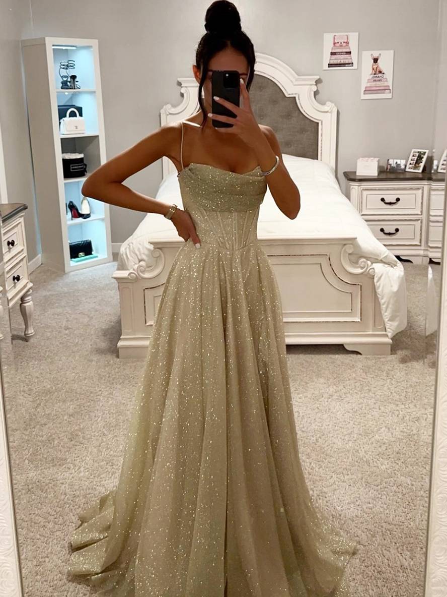 Echoarchiv | Lange Kleid Bräunung mit Feinern Trägern Ärmellos Damen Elegant Abend Zeremonie