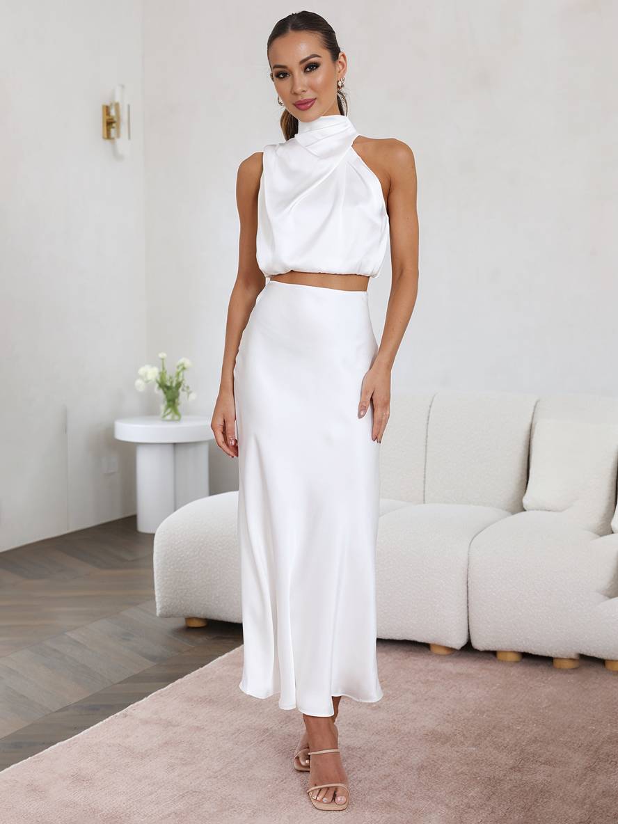 Echoarchiv | Kleid Gäste Hochzeit Damen Halter Ärmellos Damen Elegante Abend Zweiteilige Brautjungfernkleid