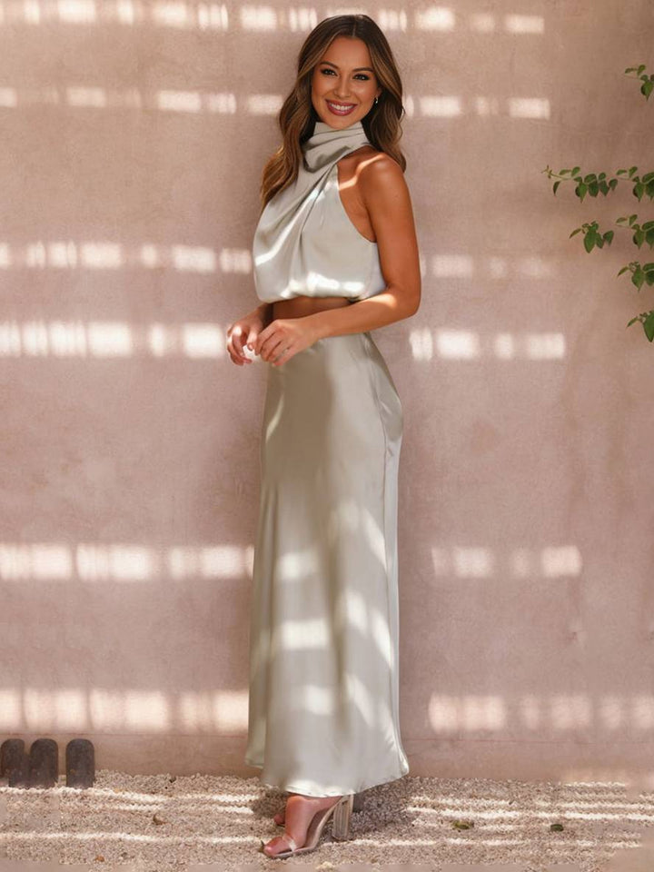 Echoarchiv | Kleid Gäste Hochzeit Damen Halter Ärmellos Damen Elegante Abend Zweiteilige Brautjungfernkleid