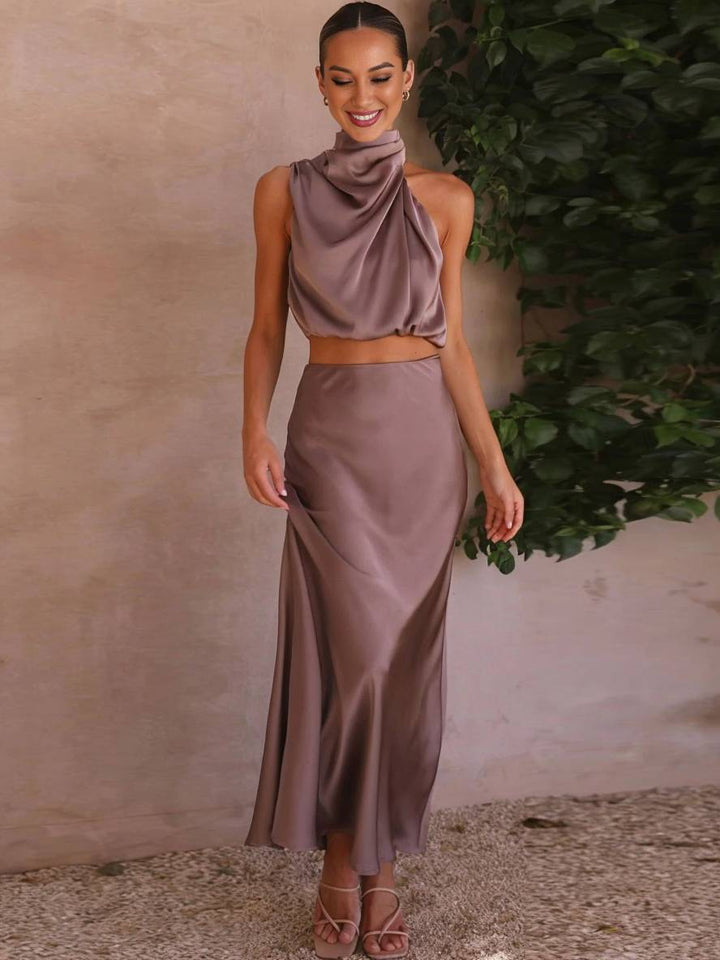 Echoarchiv | Kleid Gäste Hochzeit Damen Halter Ärmellos Damen Elegante Abend Zweiteilige Brautjungfernkleid
