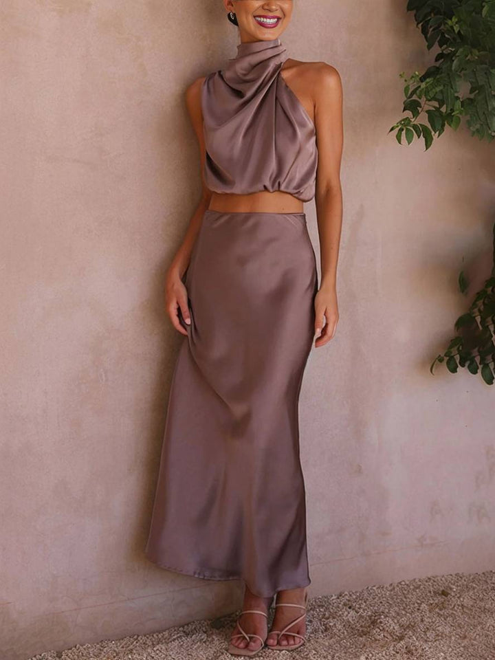 Echoarchiv | Kleid Gäste Hochzeit Damen Halter Ärmellos Damen Elegante Abend Zweiteilige Brautjungfernkleid