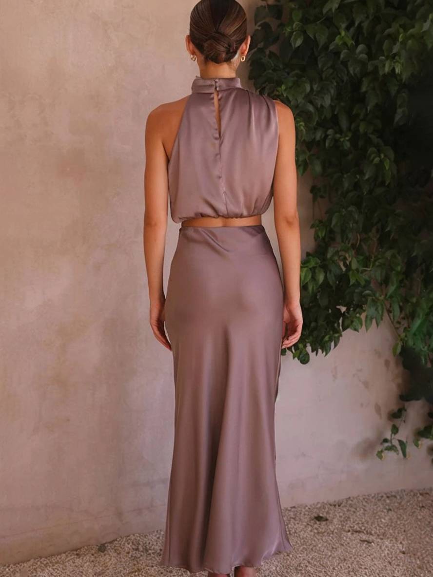 Echoarchiv | Kleid Gäste Hochzeit Damen Halter Ärmellos Damen Elegante Abend Zweiteilige Brautjungfernkleid