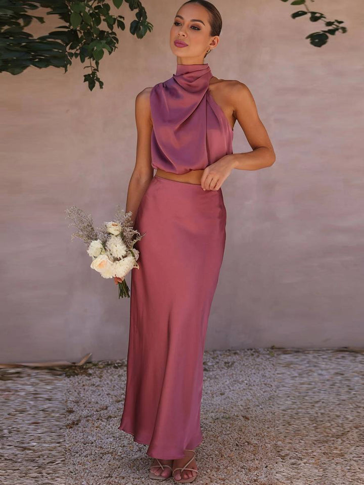 Echoarchiv | Kleid Gäste Hochzeit Damen Halter Ärmellos Damen Elegante Abend Zweiteilige Brautjungfernkleid