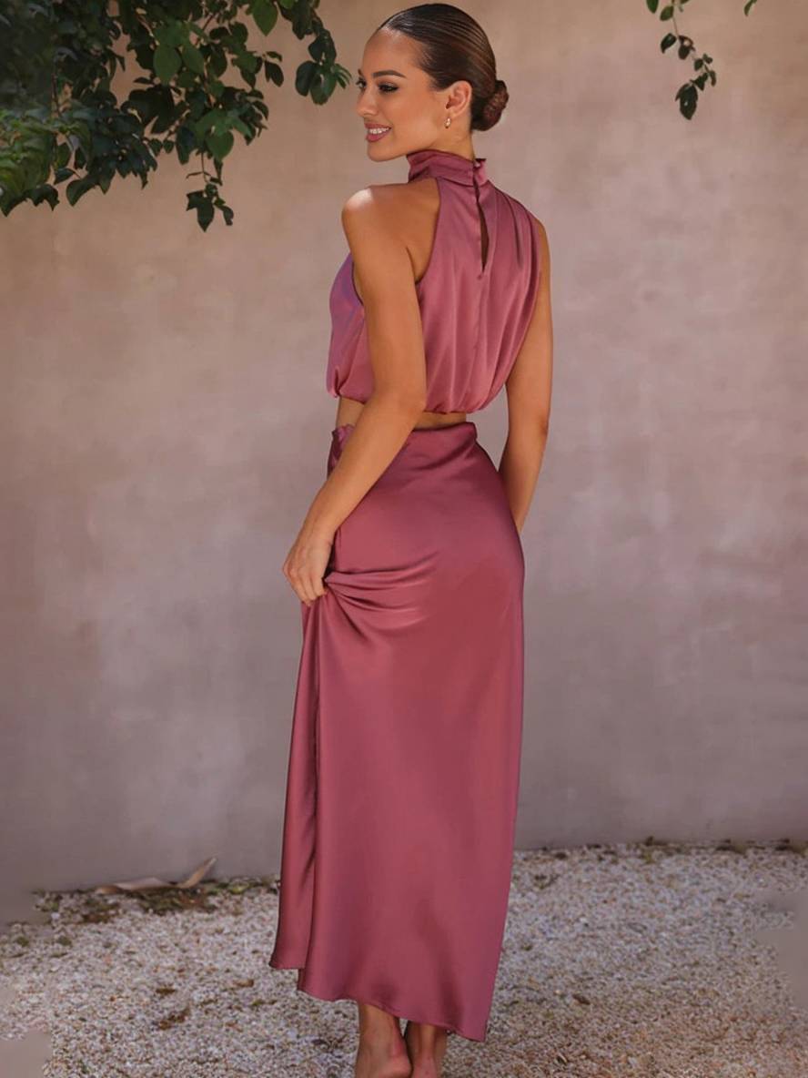 Echoarchiv | Kleid Gäste Hochzeit Damen Halter Ärmellos Damen Elegante Abend Zweiteilige Brautjungfernkleid